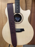 Deluxe Strap - Soft Leather Available in Cream, Chocolate or Black - Embroidered Lettering