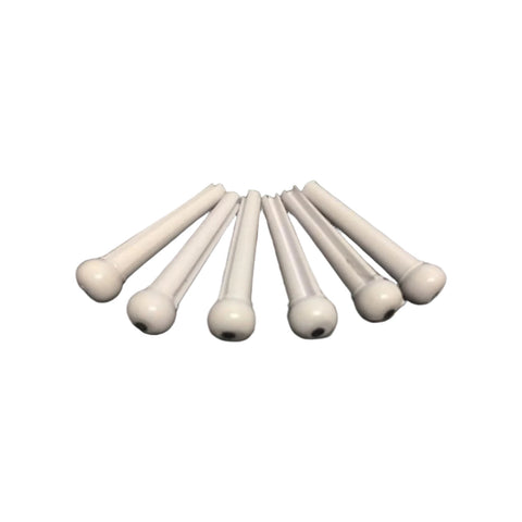 Bridge Pins Plastic (white with black dot) - Set of 6 - not standard on Cole Clark Guitars.