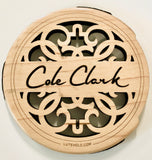 LuteHole Soundhole Cover - Cole Clark branded in Maple for FL Guitar & LL Mini Guitar.
