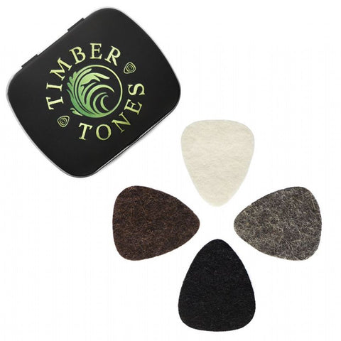 Timber Tones Felt Tones Mixed Tin of 4 Guitar Picks