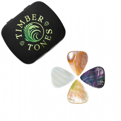 Timber Tones Shell Tones Mixed Tin of 4 Guitar Picks