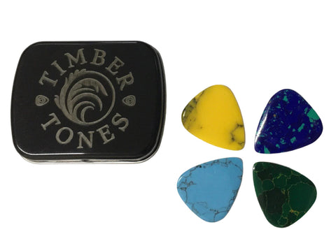 Timber Tones Stone Tones Mixed Tin of 4 Guitar Picks