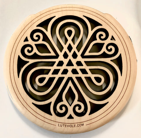 LuteHole Soundhole Cover - Swirl design in Maple for Martin (4")